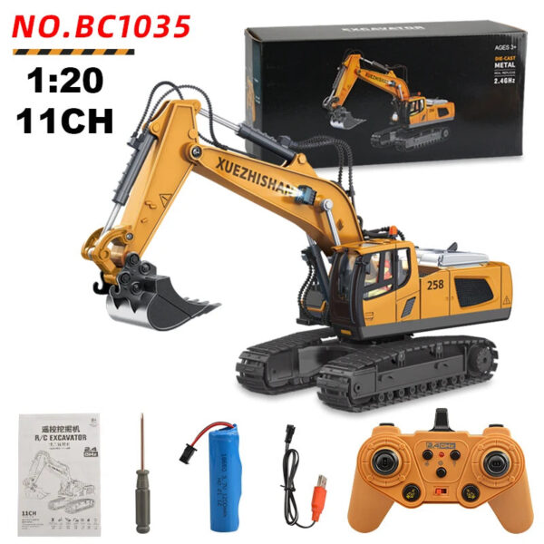 1:24 9CH RC Alloy Dump Truck Car Engineering Vehicle Forklift Heavy Excavator Remote Control Car Toys for Boys Children's Gifts