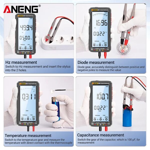 b4f4090e41231056 ANENG 681 Rechargable Digital Professional Multimeter Non-contact AC/DC Voltage Meter LCD Screen Current Tester