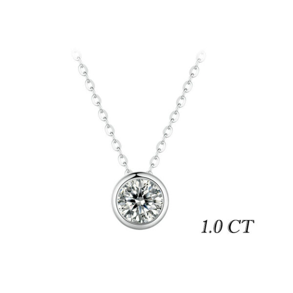 BAMOER 1 Carat Bazel Moissanite D color VVS1 Lab Grown Diamond Necklace for Women Sterling Sier Wedding Jewelry