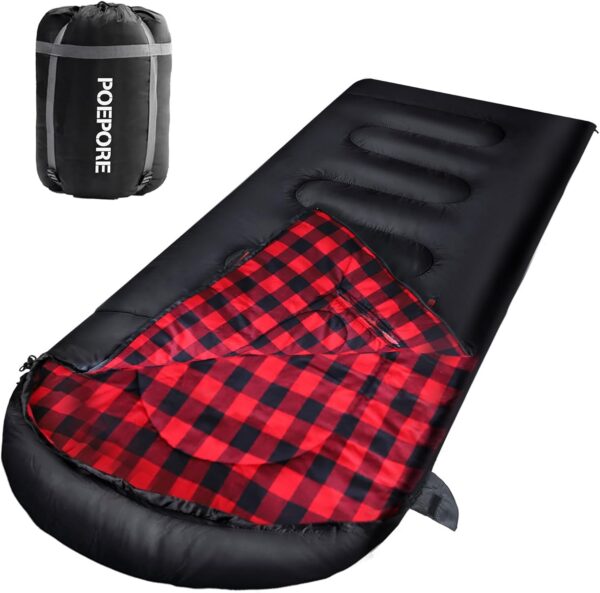 b50cc8393215b17f POEPORE Schlafsack Outdoor 3-4 Jahreszeiten Flanell Schlafsäcke Leichter Deckenschlafsack Kleines Packmaß für Erwachsene mit Arme und Füße Reißverschluss