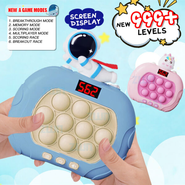 999 Levels Electronic Pop Quick Push Game Console With LED Screen Display Anti Stress Sensory Bubble Toys for Children Gifts
