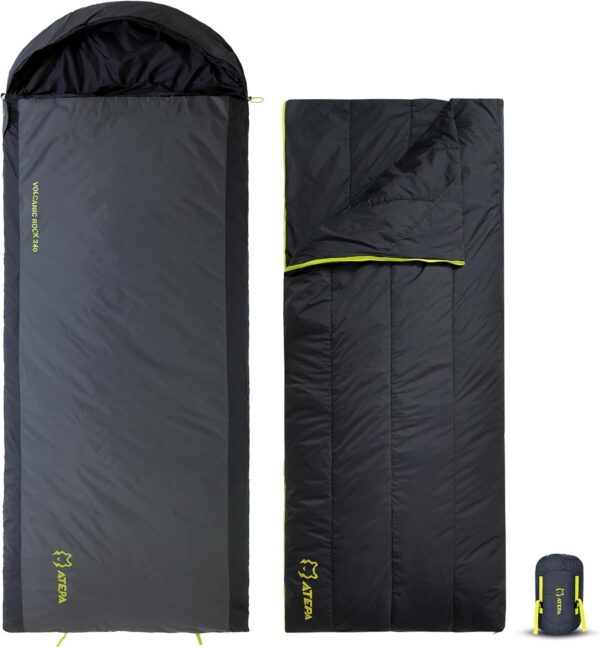 ATEPA Sleeping Bag for Adults, 3 Season Cold Weather & Warm Weather Compact Waterproof Sleeping Bag with Compression Sack for Camping Backpacking Hiking