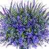 Artificial Plants Outdoor, 24PCS Lavender Artificial Flowers, UV Resistant Fake Flowers, Faux Flowers for Outdoor Planters for Home Garden Outside Porch Decor