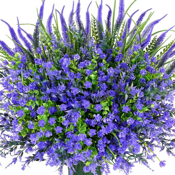 Artificial Plants Outdoor, 24PCS Lavender Artificial Flowers, UV Resistant Fake Flowers, Faux Flowers for Outdoor Planters for Home Garden Outside Porch Decor