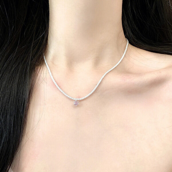 b5384bae01ccee06 Women Sterling Sier Sparkling Sky Star Necklace Pink Diamond Pendant Clavicle Chain Neckchain Jewelry Gifts