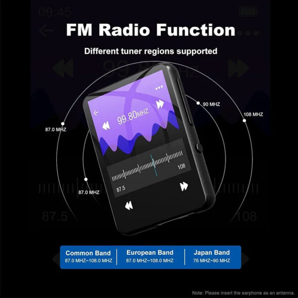 b53e3b0ab66e27e5 32GB 2.4'' Touch Screen Mp3 Player with BT 5.0, MP3 Player with Built-in HD Speaker FM radio and voice recording