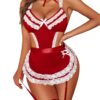 Avidlove Womens Sets Lace V Neck Teddy Babydoll 3 Pack Lingerie Costumes Sleepwear Dress S-XXL