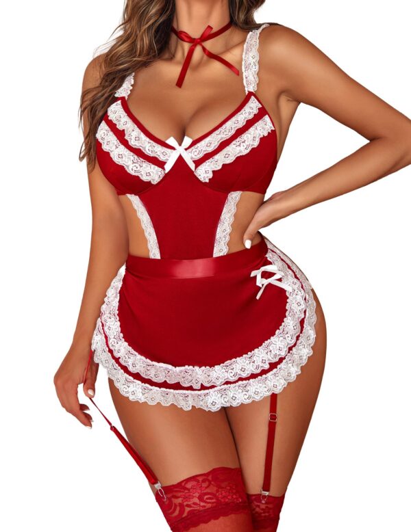 Avidlove Womens Sets Lace V Neck Teddy Babydoll 3 Pack Lingerie Costumes Sleepwear Dress S-XXL
