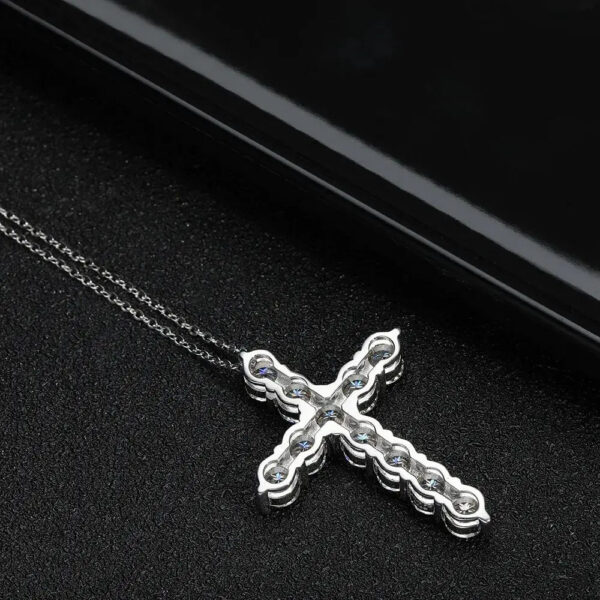 b5528301ffd71731 Full Moissanite Cross Pendant Necklace Original 925 Sterling Sliver Chain Plated 18k White Gold Fine Necklace for Women Jewelry