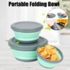 3 Pieces Silicone Folding Bowls with Lid Foldable Lunch Box Portable Salad Bowl Sets