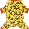 Cute Sloth Dog Pajamas, Dog Clothes for Small Dogs Boy Girl, Lightweight Velvet Pet Jumpsuit, Cat Onesie, White, Yellow, XXL
