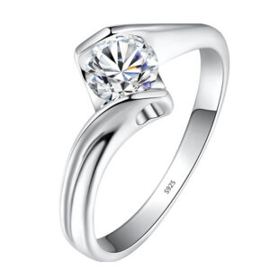 b5606ef6766657ee With Credentials 100% Original Sterling Rings Women's 1 Carat Imitation Diamond Ring Sier Jewelry Wedding Band