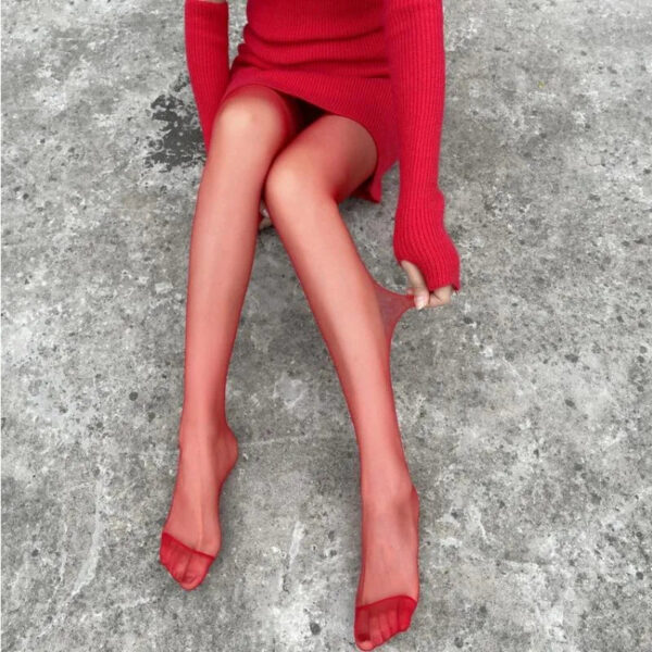 Women Socks Tights Stockings Slim See-Through Lingerie Lace Leggings Winter Women's Pantyhose Red Bodys Sexy Mujer Bottom