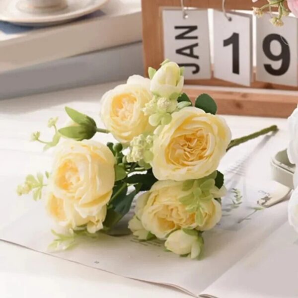 b5758b7433709e58 30cm Rose Pink Silk Bouquet Peony 5 Big Head 4 Small Bud Bride Wedding Home Decoration Artificial Flower