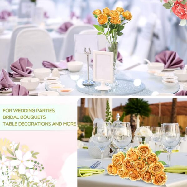 b57b644cdc5a3f38 50 Pcs Artificial Rose Flower Realistic Silk Roses with Stem Bouquet of Flowers Plastic Flowers Real Looking Fake Roses for Home Wedding Centerpieces Party Decorations (Blue)