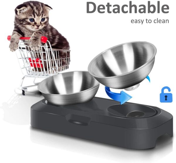 b588dc1f33ee7c93 Stainless Steel Cat Food Bowl, 15-Angle, Ergonomic Design Reduces Vomiting