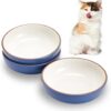 b595a58bd2b2ae92 Howise 5.3 in Ceramic Cat Bowls Set, Shallow Cat Food Bowl Small Pet Bowls Cat Dish for Food and Water, Green