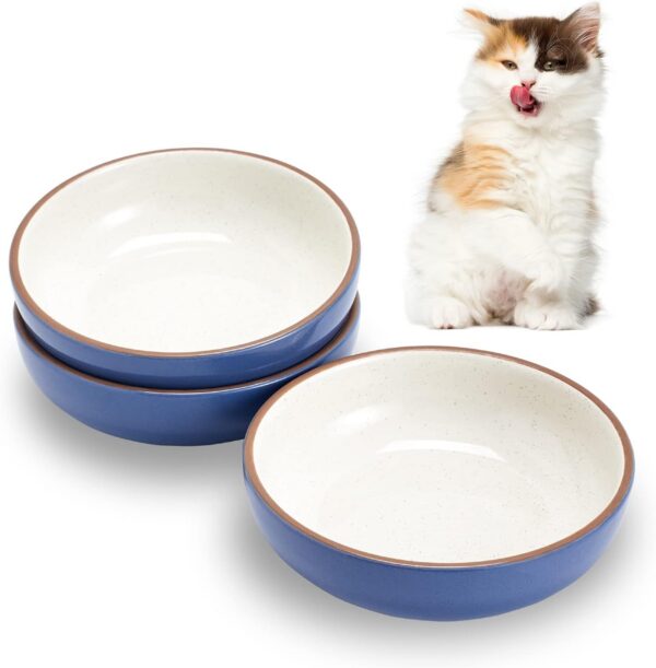 b595a58bd2b2ae92 Howise 5.3 in Ceramic Cat Bowls Set, Shallow Cat Food Bowl Small Pet Bowls Cat Dish for Food and Water, Green