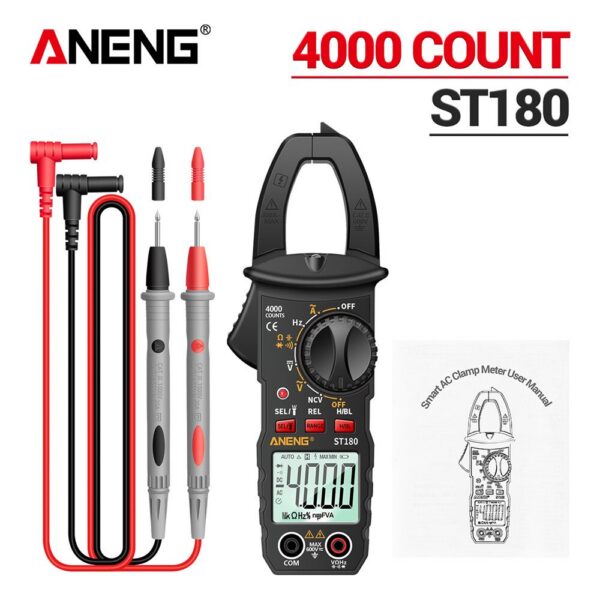 b598aa067e616d5a ANENG ST180 4000 Counts Digital Clamp Meter AC Current Multimeter Ammeter Voltage Tester Car Amp Hz Capacitance NCV Ohm Tool