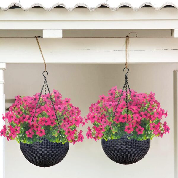 b5ae6ceb153807a9 Grunyia 10 Bundles Artificial Flowers Outdoor UV Resistant Fake Flowers No Fade Faux Plants Garden Porch Window Box Decorating (White)