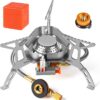 b5be3c6ee756fb70 SWAWIS 3500W/6800W Windschutz Campingkocher Piezozündung Faltbarer Gaskocher Gasbrenner Camping Stove mit Adapter, Camping Kocher für Hiking Camping Picknick Trekking Outdoor Wandern