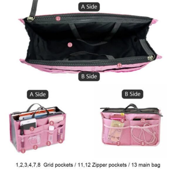Multifunctional Bi-fold Double Zipper Capacity Storage Arrangement Makeup Toiletries Large Classification Bag