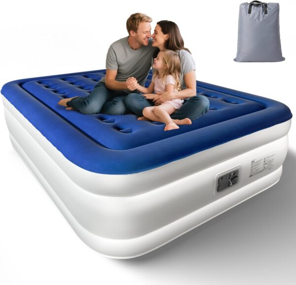 b5d2543a2ad66e1e VINGLI Twin Air Mattress with Built-in Pump, 18 Raised Blow Up Mattress with Soft Flocked Top, Leakproof Inflatable Mattress for Camping, Home, Guests,with Storage Bag
