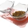 Elevated Cat Bowls with Raised Stand, Pet Food Water Feeder Bowl, 15° Tilted Pet Bowl Stress-Free Suit for Cats Small Dogs