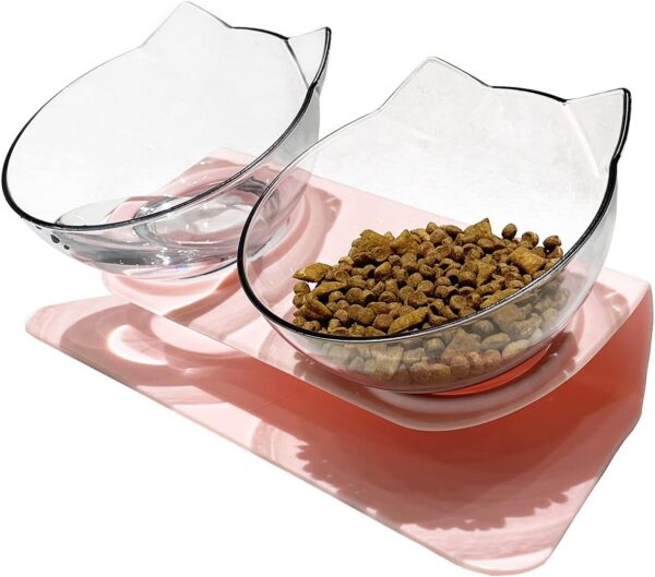 Elevated Cat Bowls with Raised Stand, Pet Food Water Feeder Bowl, 15° Tilted Pet Bowl Stress-Free Suit for Cats Small Dogs