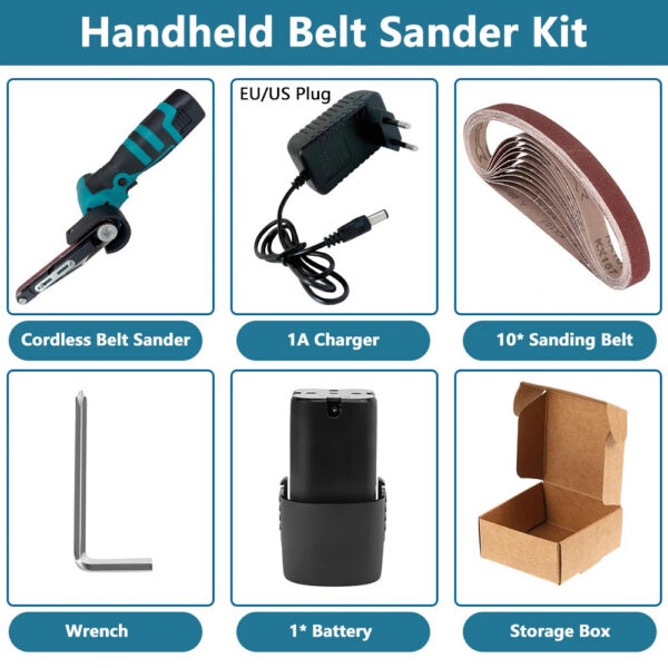 New Electric Mini Belt Sander Sand Variable Speed Angle Grinder Tool Cordless Belt Sander Polisher Power Tool For 16.8V Battery