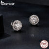 BAMOER Exquisite Halo Stud Earrings 925 Sterling Silver Moissanite Earrings for Women Engagement Wedding Fine Jewelry Gift