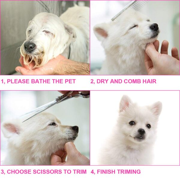 4pcs Dog Grooming Scissors with Safety Round Tip-Stainless Steel Set Precise Trimming and Shaping Ideal for All Breeds