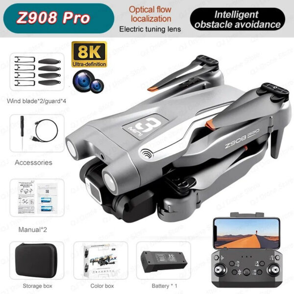 New Z908 ProMAX Drone Professional 8K HD Dual Camera 5G WIFI Optical Flow Obstacle Avoidancel Foldable Quadcopter Toys Gifts