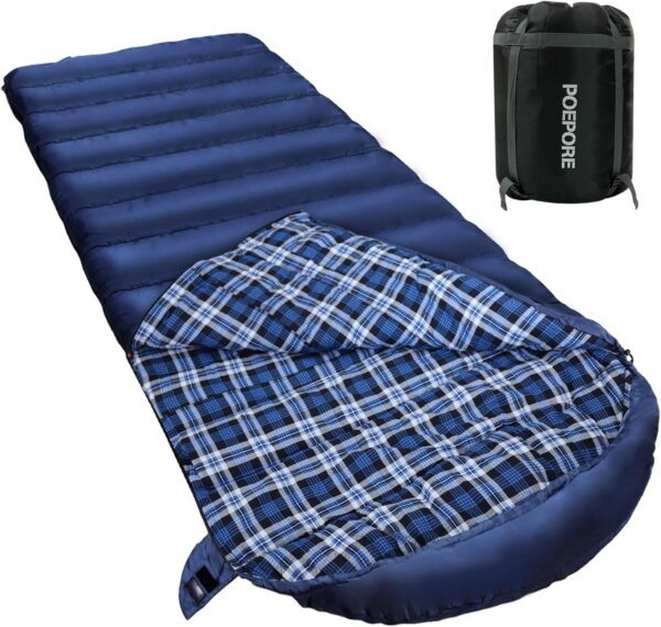 b604b571cd6803dd Poepore Schlafsack Outdoor Winter für Erwachsene Extra Breit 3-4 Jahreszeiten XXL Schlafsäcke Warmer Baumwolle Flanell Deckenschlafsack beim Camping Wandern Abenteuern 230 * 100CM