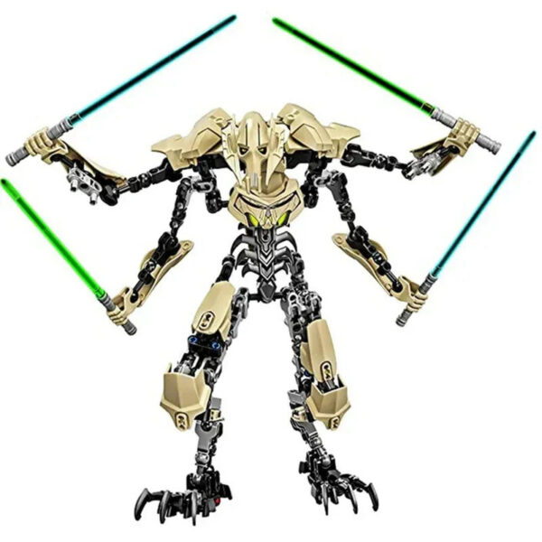 b60ef0b1ce5b93c0 Ksz714 Star Anime General Robot Grievous With Lightsaber Hilt Combat Weapon Model blocks Assemble Figure Toy Gifts