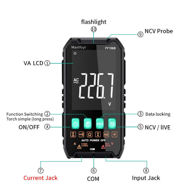 b6205996fd6895fe MASTFUYI Mini Digital Multimeter Smart Electrician Tester For DC/AC Voltage Capacitance Ohm Hz NCV Professional Multitester