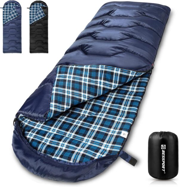 b6367299ce97fe9f Bessport Schlafsack Flannel für Camping 3-4 Jahreszeiten - 10 °C-20°C | Winter Schlafsack Leichtgewichtig, Wasserdicht und Warm für Erwachsene und Kinder,Rucksackreisen,Camping, Wandern und Reisen
