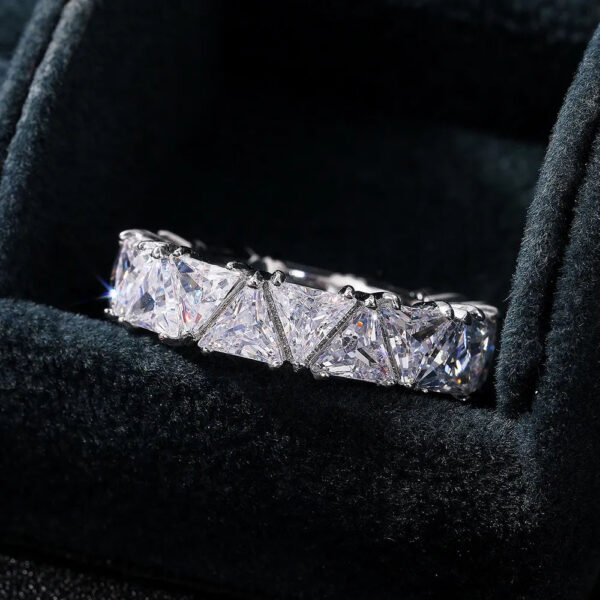 Eternity Triangle Ring Sterling Sier Engagement Wedding Band Rings for Women Bridal Diamond Promise Party Jewelry Gift