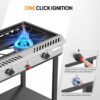 Bonnlo 2 Burner Propane Gas Stove with Auto Ignition, 150,000 BTU Portable Outdoor Camp Cooker Stove with Convenient Shelf & Smooth Rolling Wheels for Backyard, Camping, Tailgating, Patio Parties
