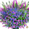 Artificial Plants Outdoor, 24PCS Lavender Artificial Flowers, UV Resistant Fake Flowers, Faux Flowers for Outdoor Planters for Home Garden Outside Porch Decor