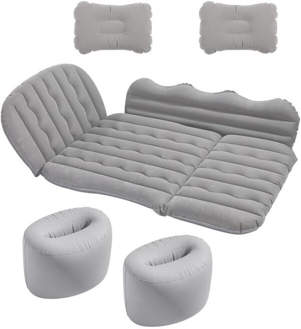 Luxury Air Mattress Car Sleeping for Dodge Ram 1500 Classic Model/3500 Jump Seat, 3 Min Fast Blow up, Inflatable Car Air Mattress Back Seat Bed for Home Car Travel Camping,C Grey