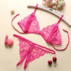 b682e49ea2a79650 Sexy Lace-up Lingerie Set Women Hot Exotic Open Crotch Transparent Underwear G-string Bandage Bikini Three-point Set