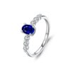 MODIAN 925 Sterling Silver Vintage Exquisite Basic Oval Blue Zirconia Finger Ring for Women Statement Ring Jewelry Gift