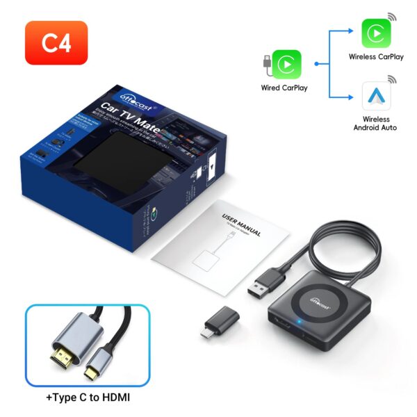 b68b4a49684d9718 OTTOCAST Car TV Mate Max C4 for HDMI Multimedia Adapter Wireless CarPlay Android Auto Box Video Converter for TV Sticks