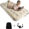 Twin Air Mattress with Fast Inflating Pump, Blow up Mattress of Wave Flocked Top, Durable Air Bed for Home, Camping & Guests 8in Bed Height – 500lb Weight Capacity