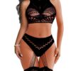 Avidlove Women's Fishnet for Women Sexy Two Piece Lingerie Set Stripper Outfit