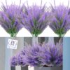 GTIDEA 4pcs Artificial Flowers Flocked Plastic Lavender Bundle Fake Plants Wedding Bridle Bouquet Indoor Outdoor Home Kitchen Office Table Centerpieces Arrangements Christmas Decor