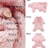 b6d9c3f6892b00a6 Fuzzy Dog Pajamas, Winter Dog Clothes for Small Dogs Girl, Pet Onesie with Feet, Cat Outfit, Heather Pink, Large