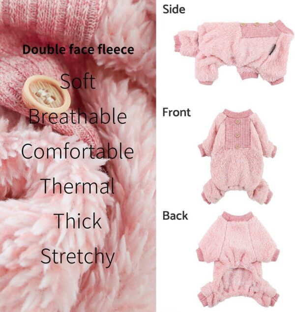 b6d9c3f6892b00a6 Fuzzy Dog Pajamas, Winter Dog Clothes for Small Dogs Girl, Pet Onesie with Feet, Cat Outfit, Heather Pink, Large