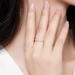 Smyoue Test Passed Moissanite Matching Wedding Diamond Band for Women Sterling Sier Female Crown Single Tail Ring